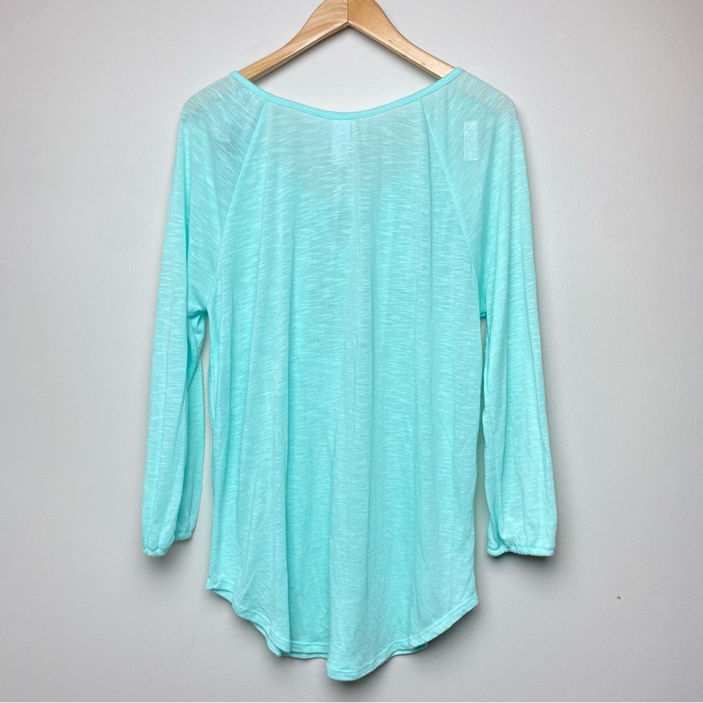 No Boundaries Aqua Blue Crochet Tunic Top w/ Bow Women’s XL - Picture 5 of 6